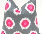 MEMORIAL DAY SALE Decorative Throw Pillow Covers Accent Pillows Cushion Covers 20 x 20 Inches Berry Pink and Gray Premier Prints Ikat Dots