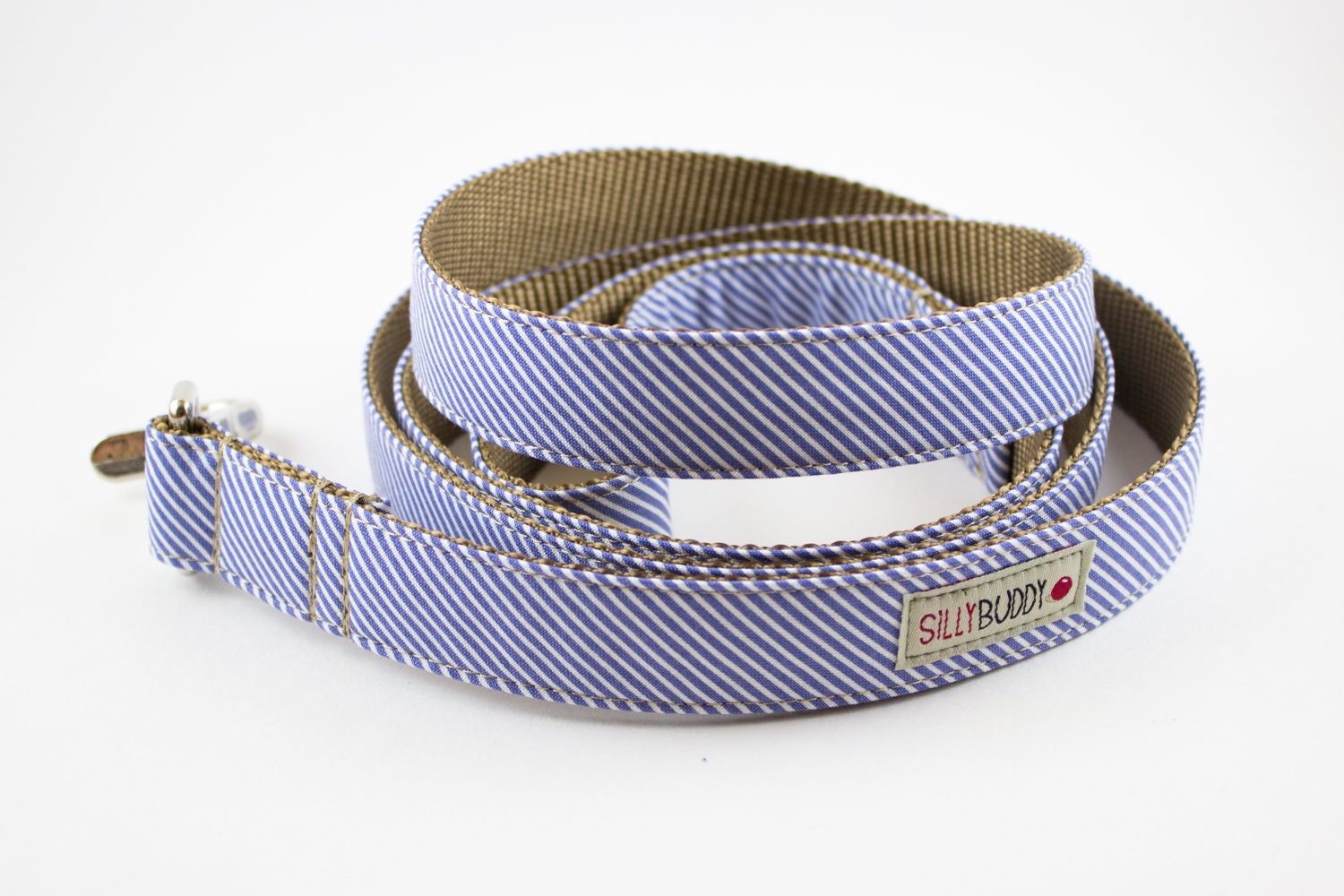 Classic Blue Seersucker Dog Leash