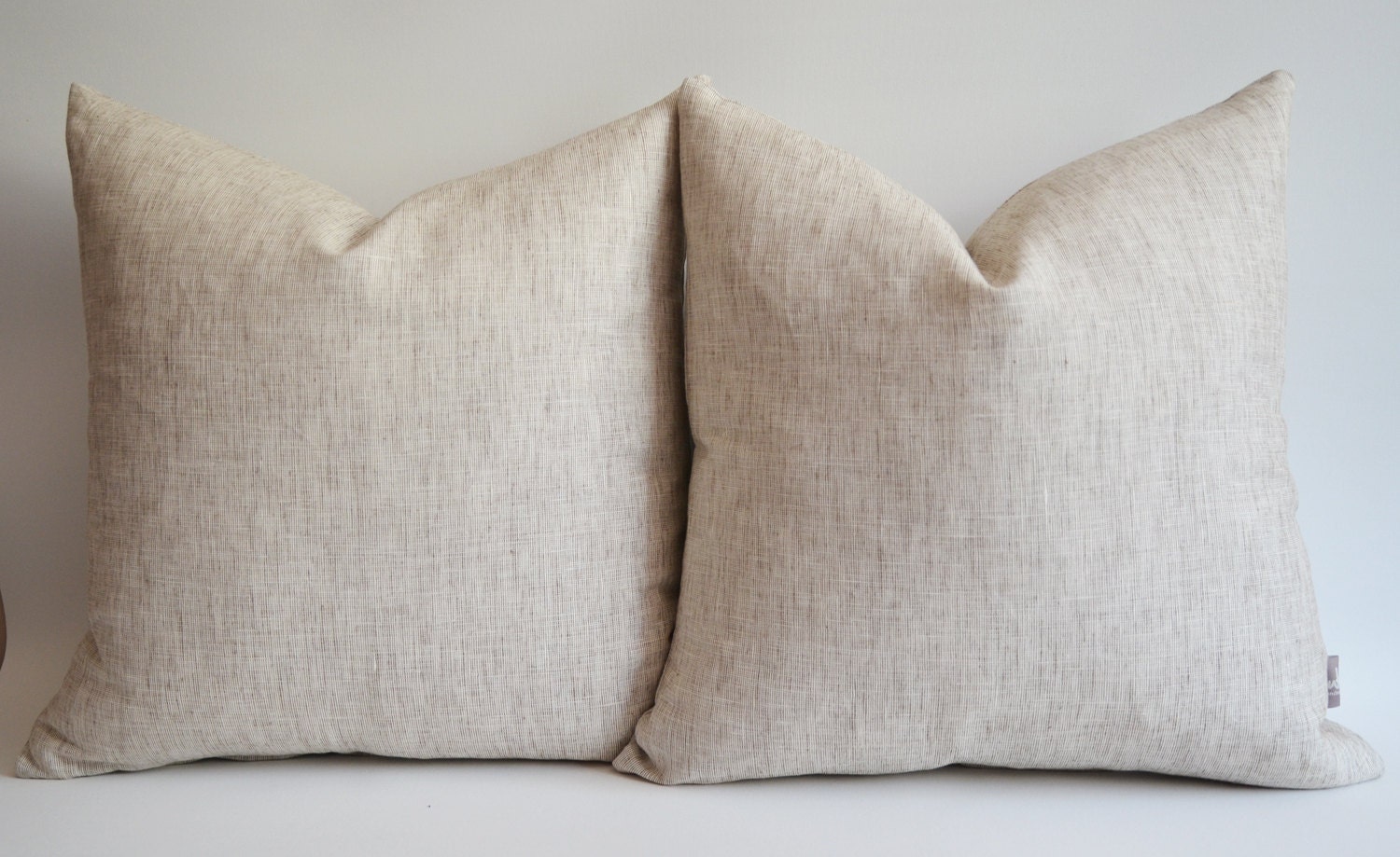 Sukan / SET (2 piece) Beige-White Raw Linen Pillow Cover, Natural Slip Cover Decorative Eco Friendly  - 22x22 inch