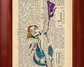 ORIGINAL AND UNIQUE ---- Nude - Print of a my painting on a page original of Italian dictionary of 1938