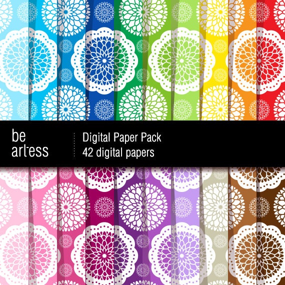 Medallions Digital Paper Pack - 42 medallions papers/ 12x12 inches or 8x11 inches(A4) - RMP4007