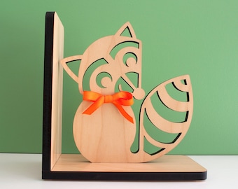 Raccoon Wooden Animal Modern Bookend