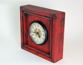 Handmade Distressed Red and Black Clock