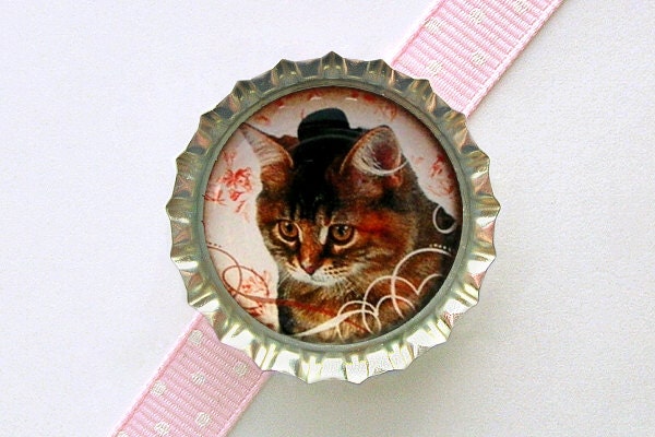 Top Hat Cat Bottle Cap Magnet - funny cat magnet, cat lover gift, for cat lover, cat fridge magnet, geek gifts, funny magnet, funny cat gift