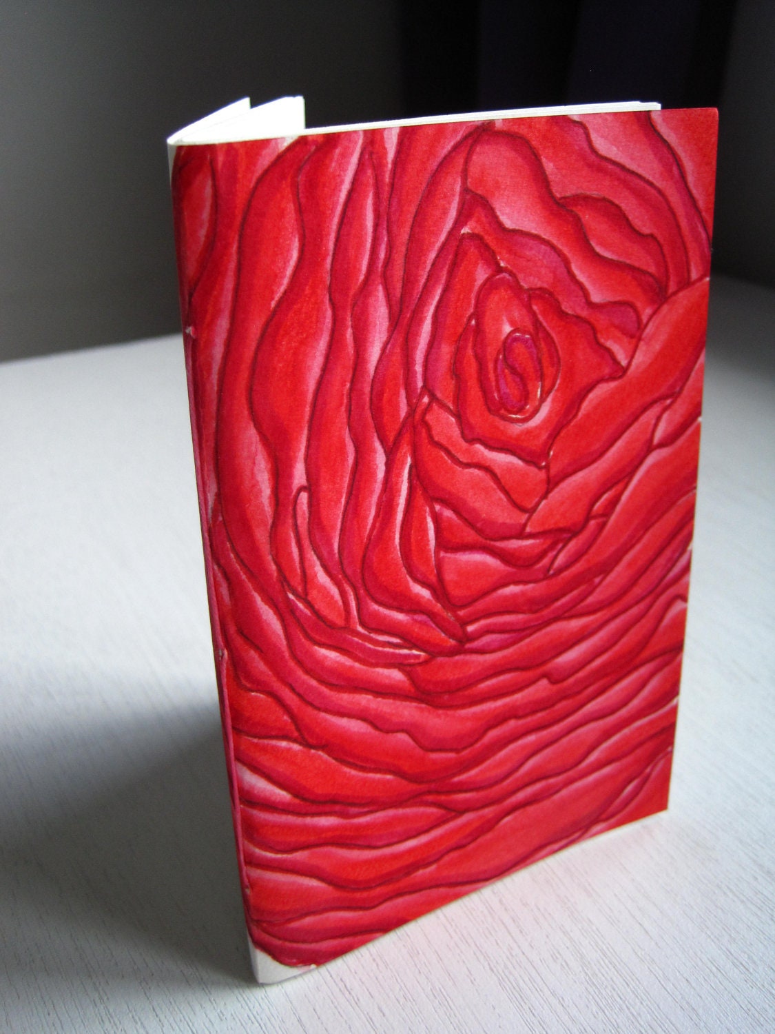 Jotter Journal Notebook Hand painted Red Pink Flower