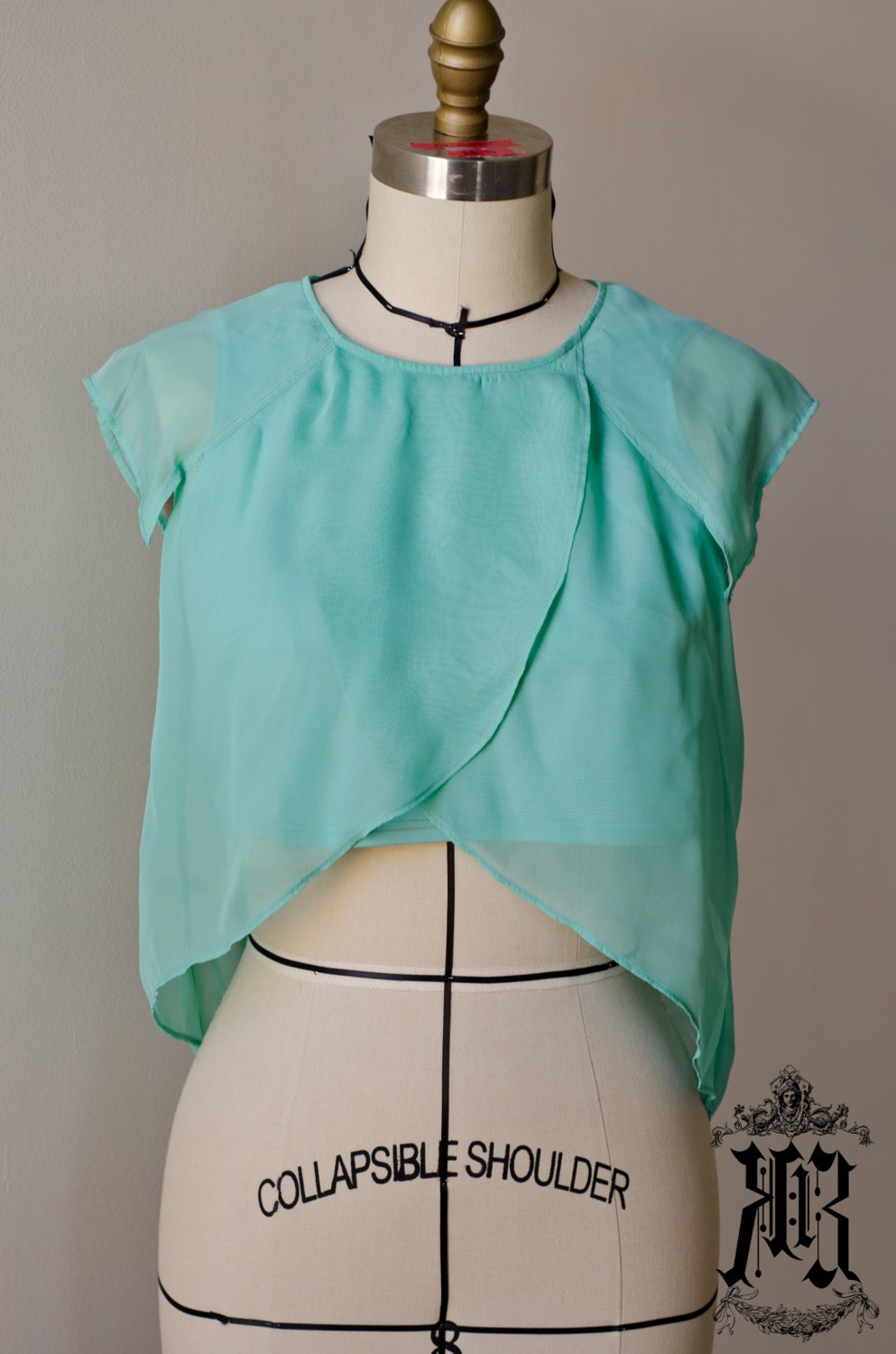 Molly - Minty Green Chiffon Top with Jersey Under Tank