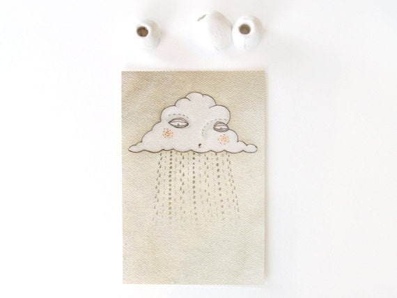 Some Days 4x6 rain cloud art print, bad day, under the weather, sad cloud, home decor, cloudy
