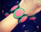 Pink and Green Brains Cameo Stretchy Bracelet