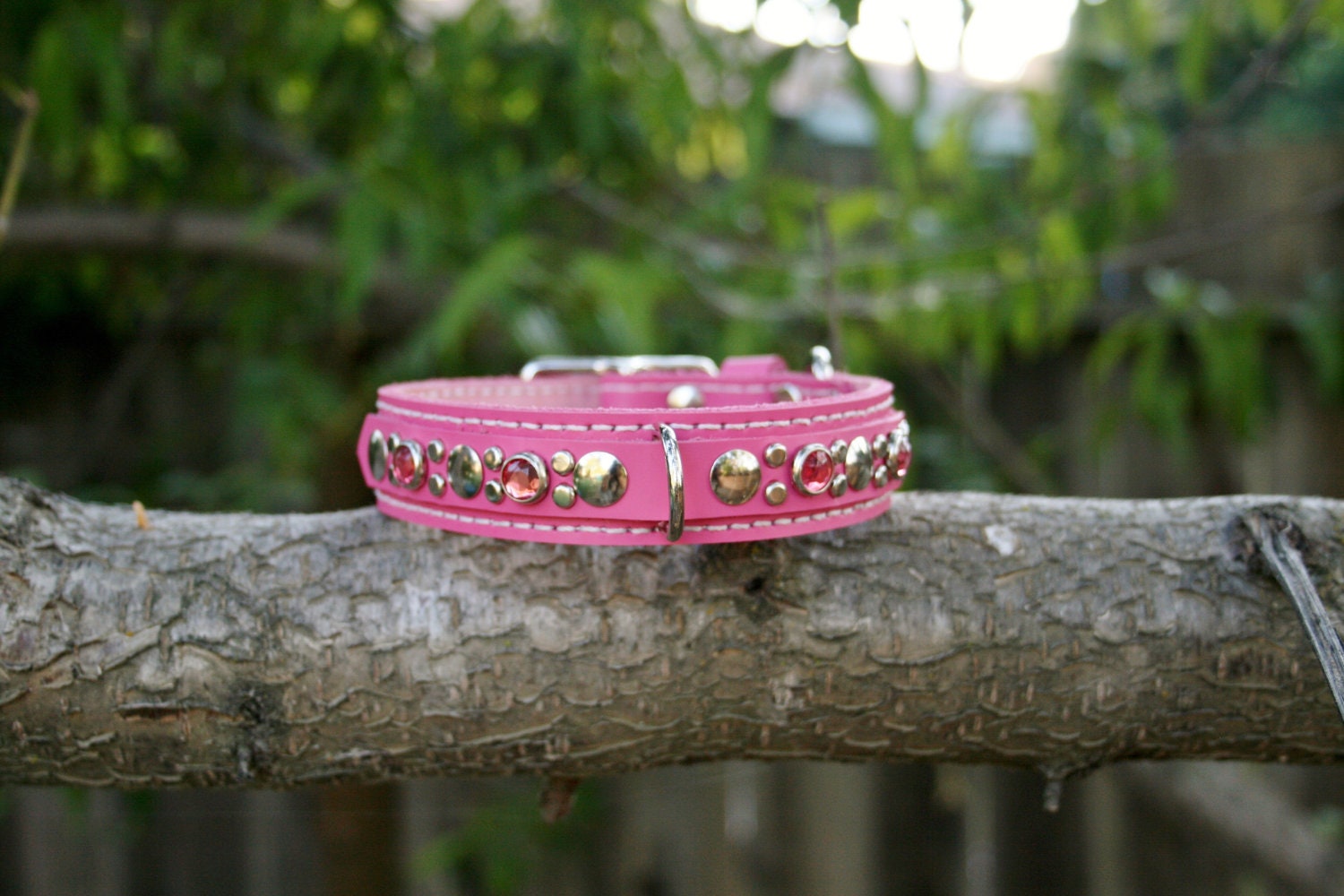 Pink Perfection Leather Dog Collar Small