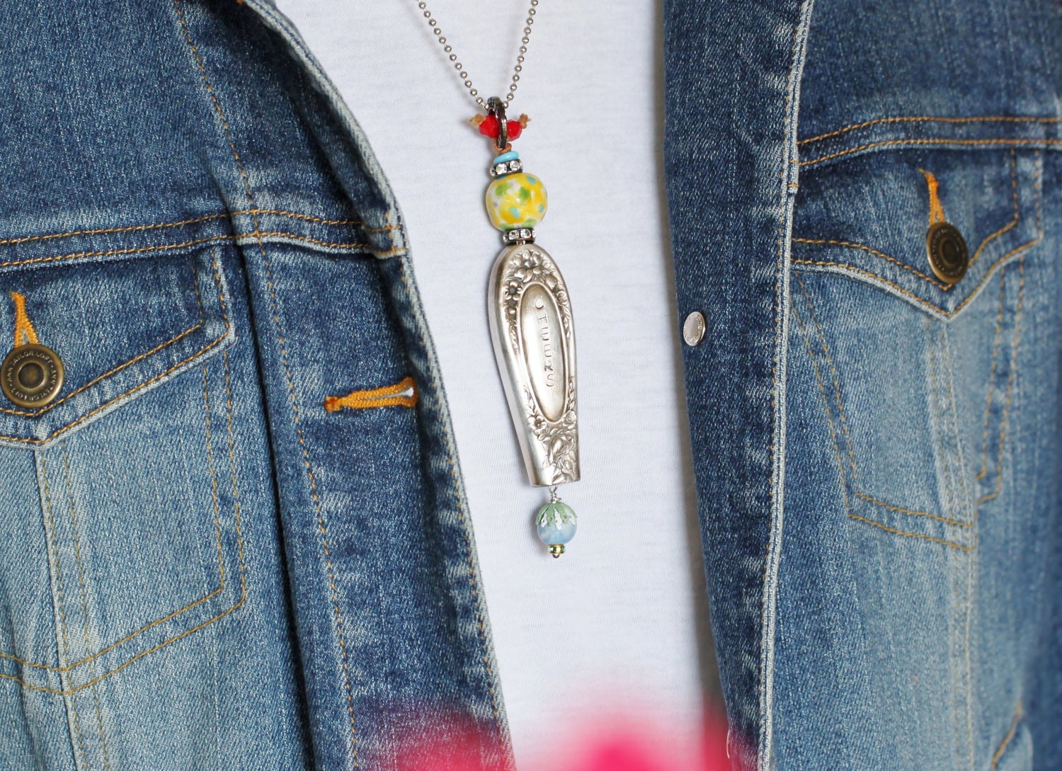 Sterling plated antique knife pendant