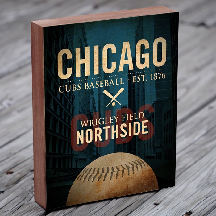 Chicago Cubs Baseball Wrigley Field - Wood Block Art Print
