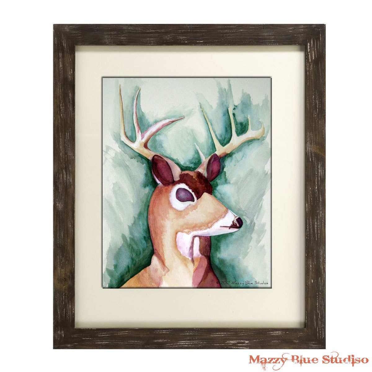 BUCK Watercolor Deer Painting Print ACEO Limited Edition
