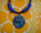 Carved Agate Kuan Yin Prayer Bead Necklace African Quan Yin Buddha