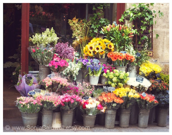 Paris Florist, French, flowers, colorful floral decor  8x10 Original Fine Art Photograph