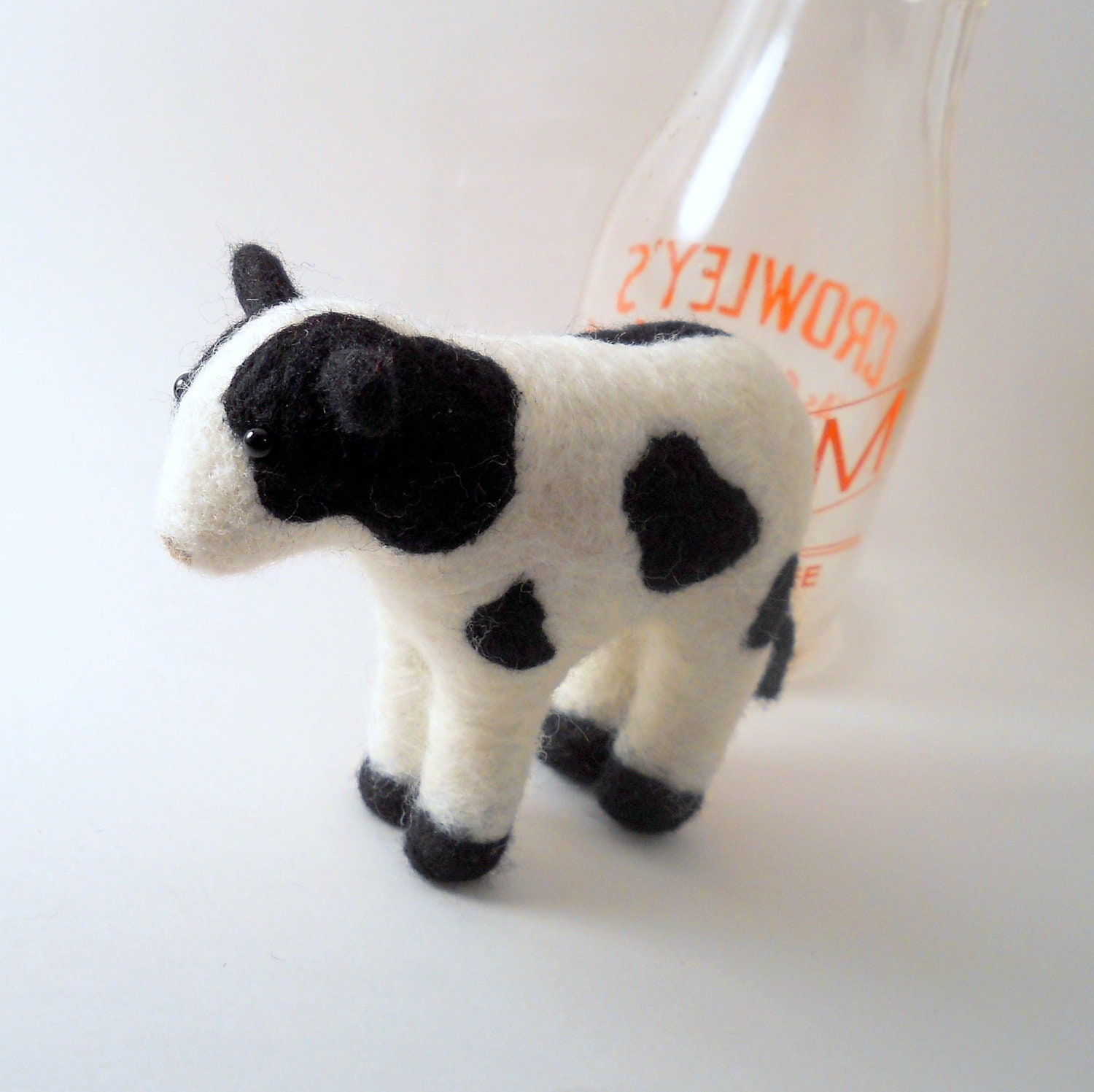 Felted Cow - Needle Felted Animal - Fiber Art - Made to Order