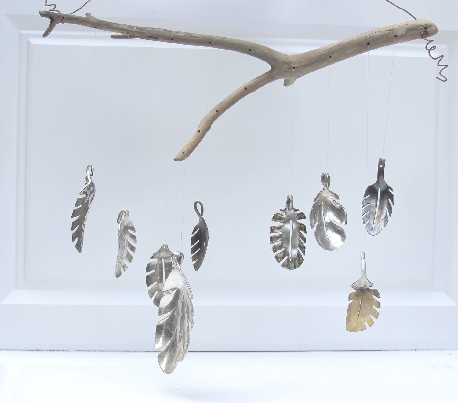 Spring leaf wind chime, upcycled from anitique spoons