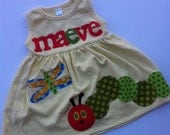 Very Hungry Caterpillar Dress - Birthday Party Dress - You Choose Dress Color and Sleeve Length