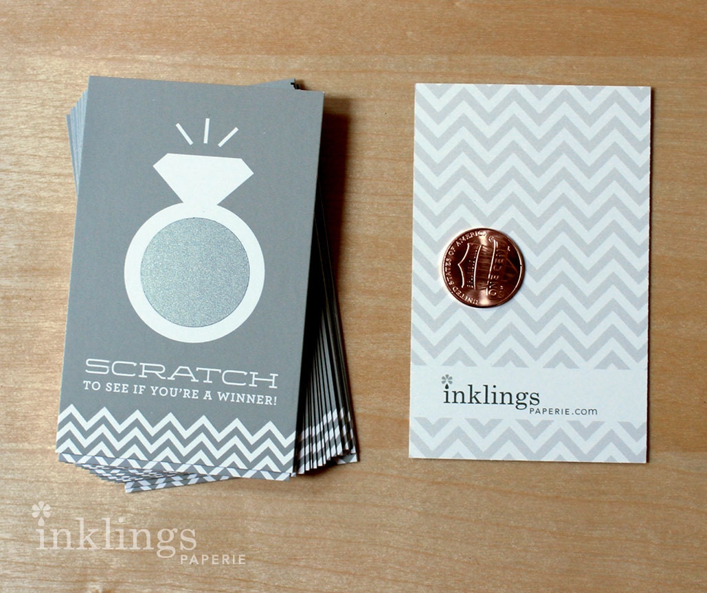24 Scratch Off Cards for Bridal Shower or Bachelorette Game / Diamond Ring in Platinum Grey