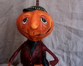 Pumpkin Jack and Friend: Halloween Autumn Gourd Art Doll by JDConwell