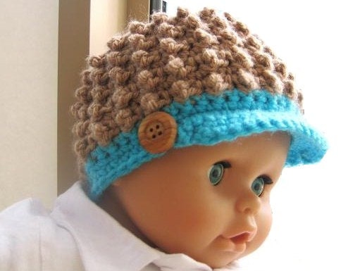 Crochet Pattern Hat , Newborn Baby to Adult,  Boy and Girl, Pdf pattern - Visor Beanie