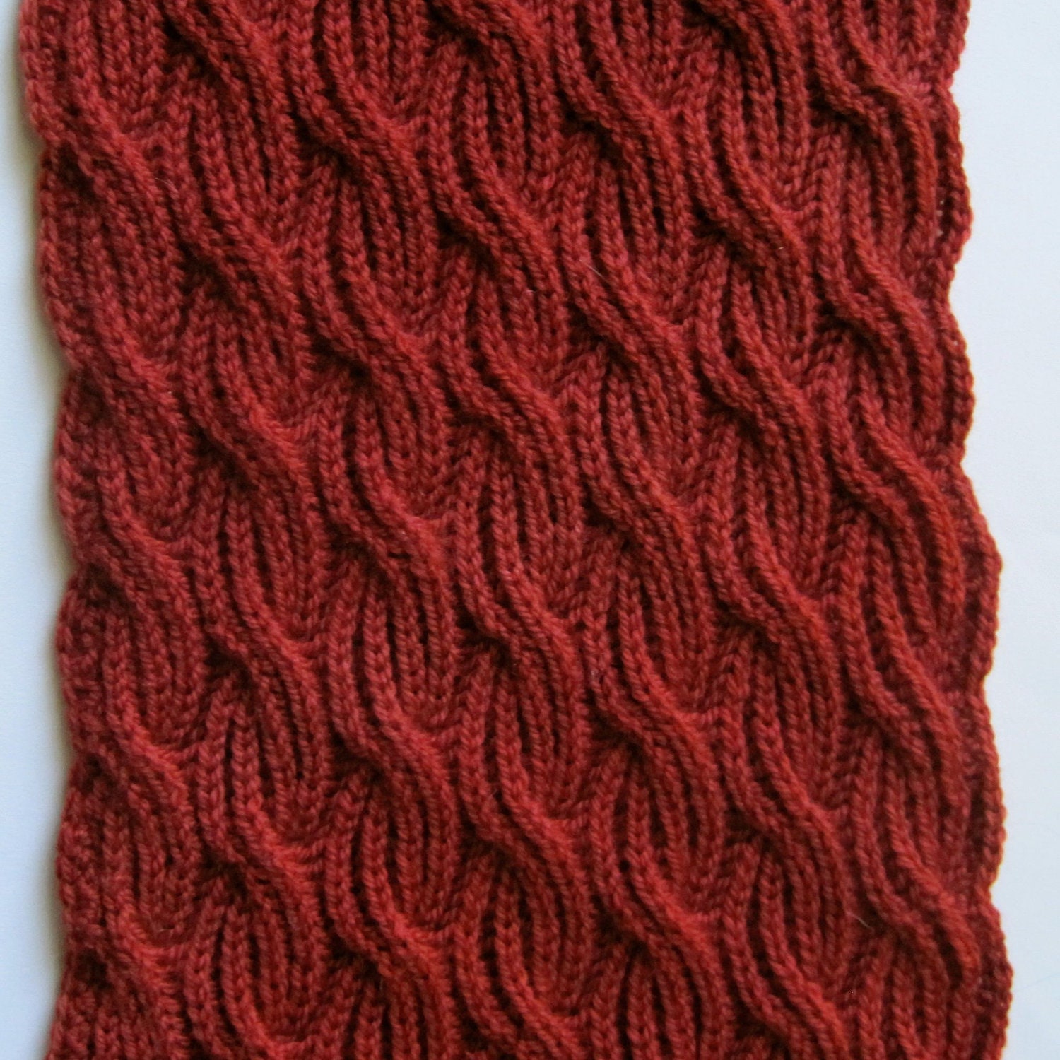 Knit Scarf Pattern:  Brioche Cabled Turtleneck Scarf Knitting Pattern