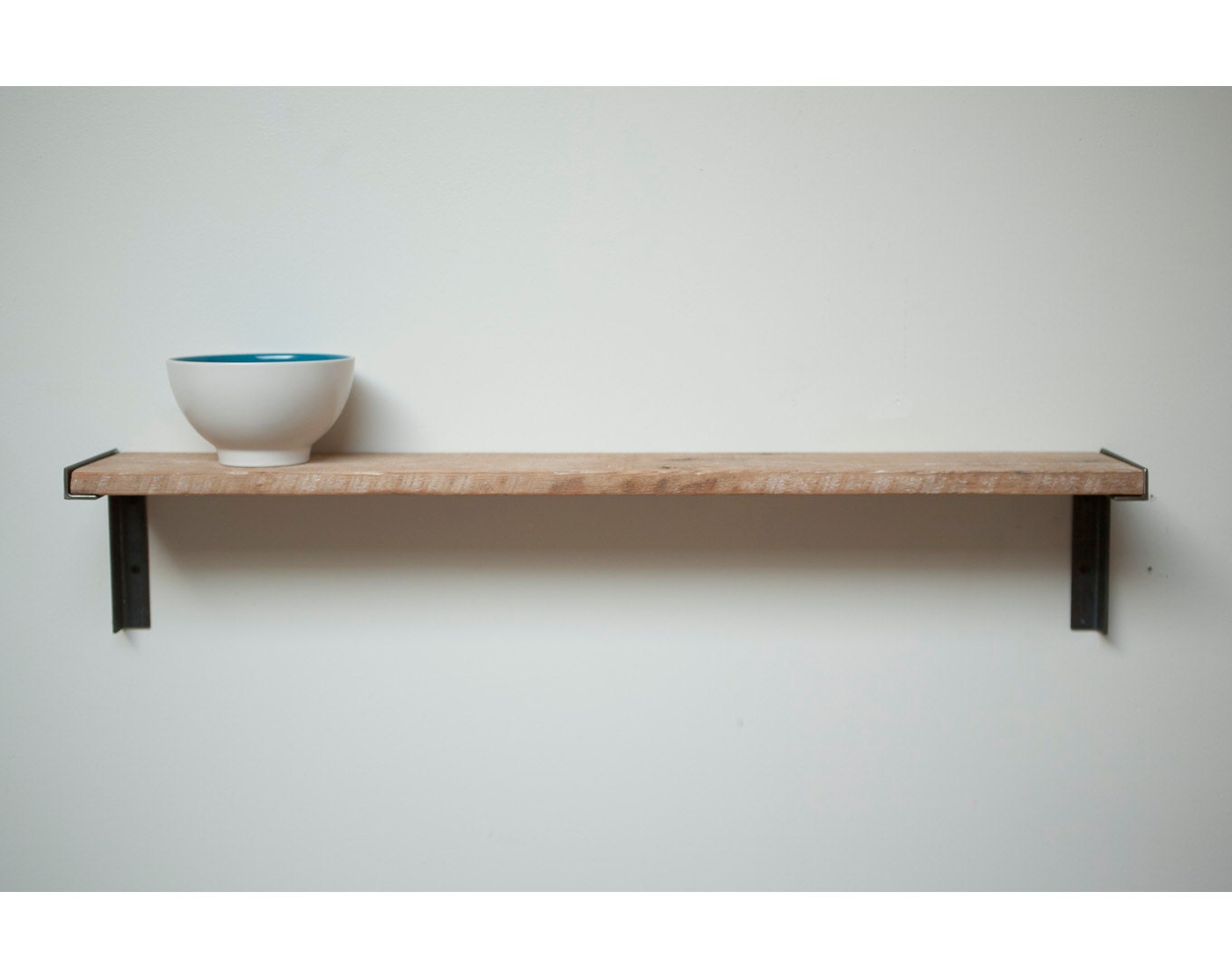 Minimal Wall Mount Shelf. Reclaimed Old Growth Wood and Iron