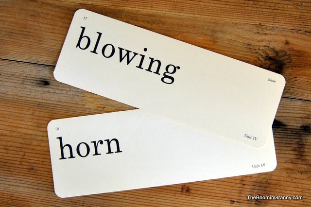 Vintage Classroom Word Flash Cards Blow/blowing Horn/horns
