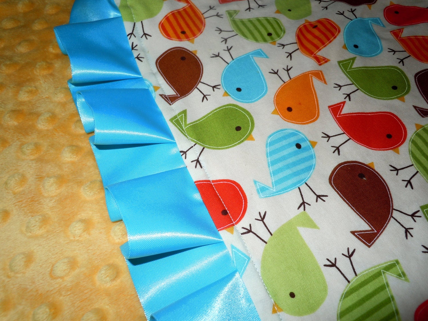 Urban Zoologie Birds in Bermuda Minky Binky - Customize size and colors
