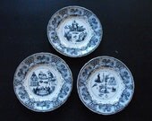 French Antique Rebus Plates Set of 3  c.1860