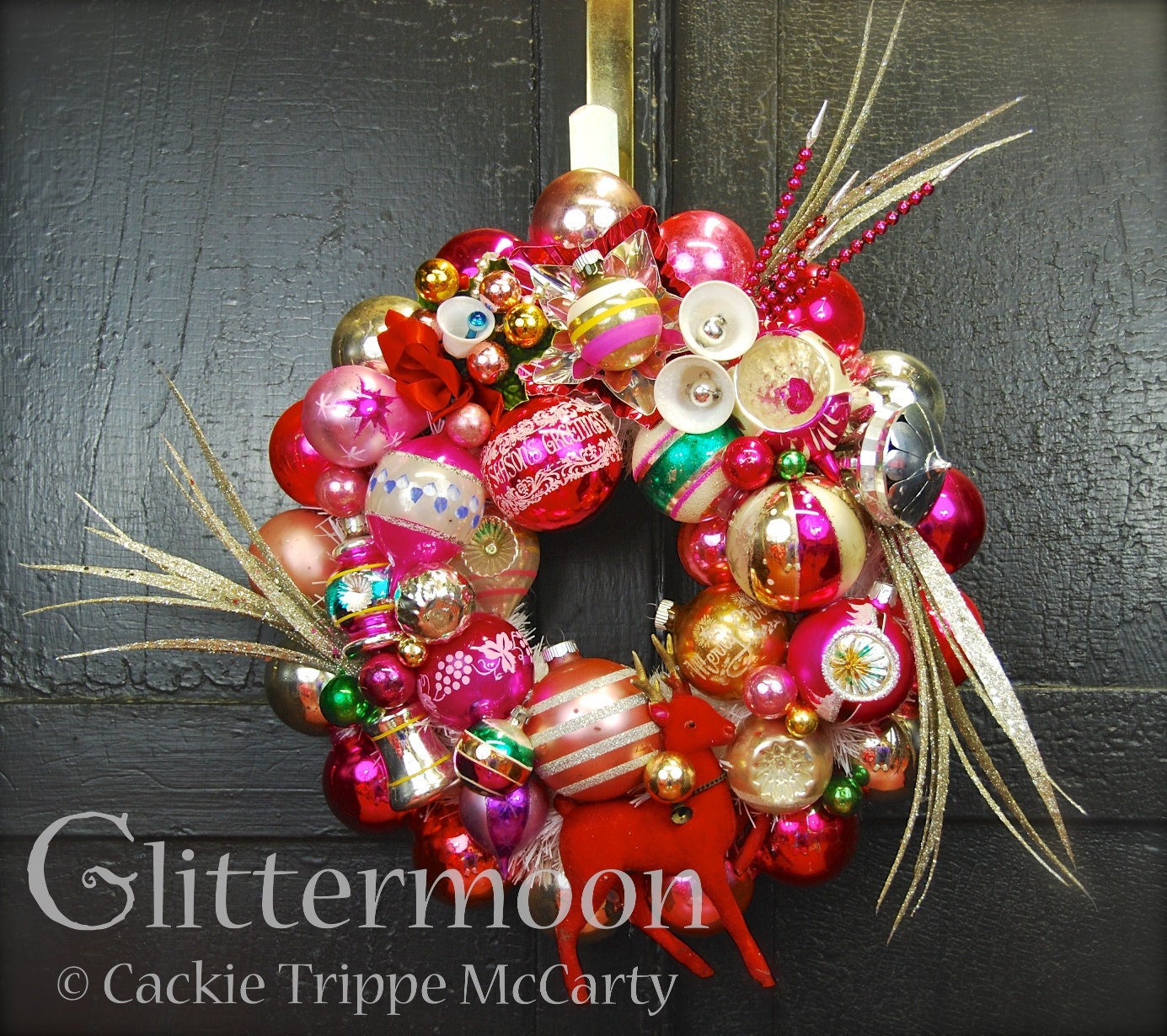 PINK Vintage Ornament Wreath "LITTLE PINKY"