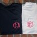 Personalized Monogrammed Pocket Tshirt Tee T Shirt Initials Lime Green, White, Coral, Navy, etc