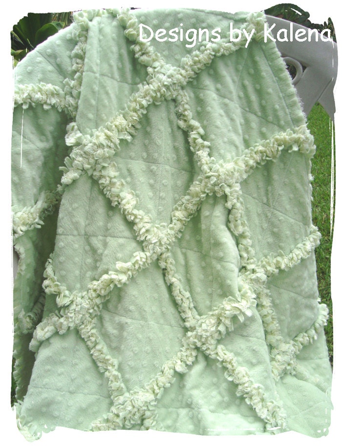 Minky Chenille Rag Quilt - Sage Green - Toddler, Crib - Boy or Girl