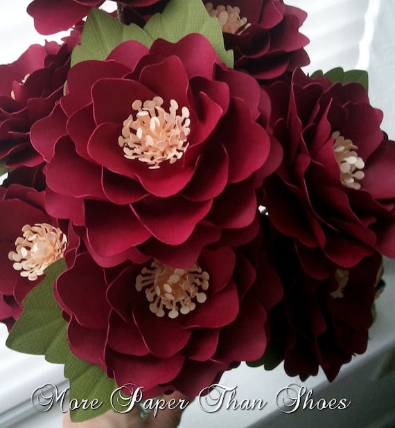 Paper Flowers - Wedding Bouquet - Handmade - Stemmed - Made To Order - Wide Variety Of Colors - Set of 10 Il_570xn