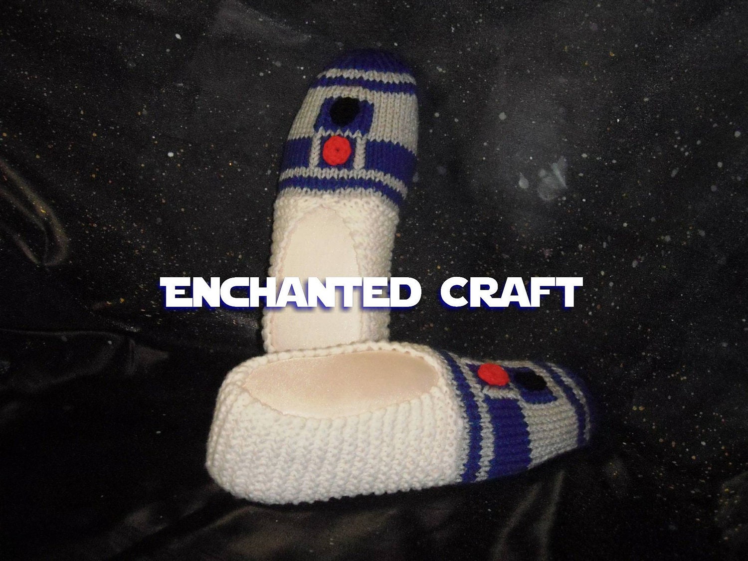 R2-D2 Slippers- hand knitted and inspired by Star Wars