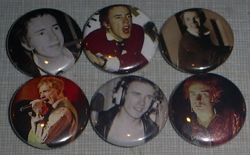 6 John Lydon JOHNNY ROTTEN Sex Pistols one inch pin back buttons badge set