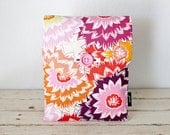iPad  Mini Case, iPad Mini Sleeve, iPad Mini Cover  - "Summer Dahlias" - Padded with Pocket & Button - Floral Pink, Peach, Purple, Orange