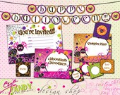 HALLOWEEN - Glam Halloween - Printable Party Pack Collection & Invitation - DIY- Halloween Party Pack