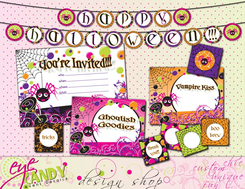 HALLOWEEN - Glam Halloween - Printable Party Pack Collection & Invitation - DIY- Halloween Party Pack Il_570xn