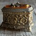 Vintage Jewelry Box - Gold Heart with Flowers - Victorian