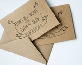 Wedding Thank You Notes -- Little Bird Banner Folded Notes & Envelopes in Kraft/Natural Brown -- Matching Set to Accompany Save the Dates