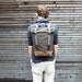 Waxed canvas rucksack/backpack with roll up top and double waxed bottom UNISEX