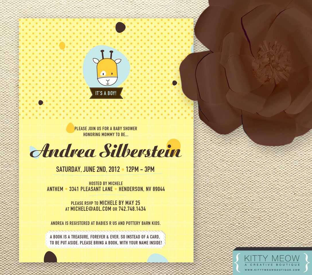 DIY Baby Giraffe Safari Baby Shower Invites