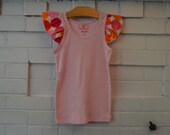 Girl's Light Pink Tank Top with Disco Dot Ruffle Sleeves - Size 8 yrs