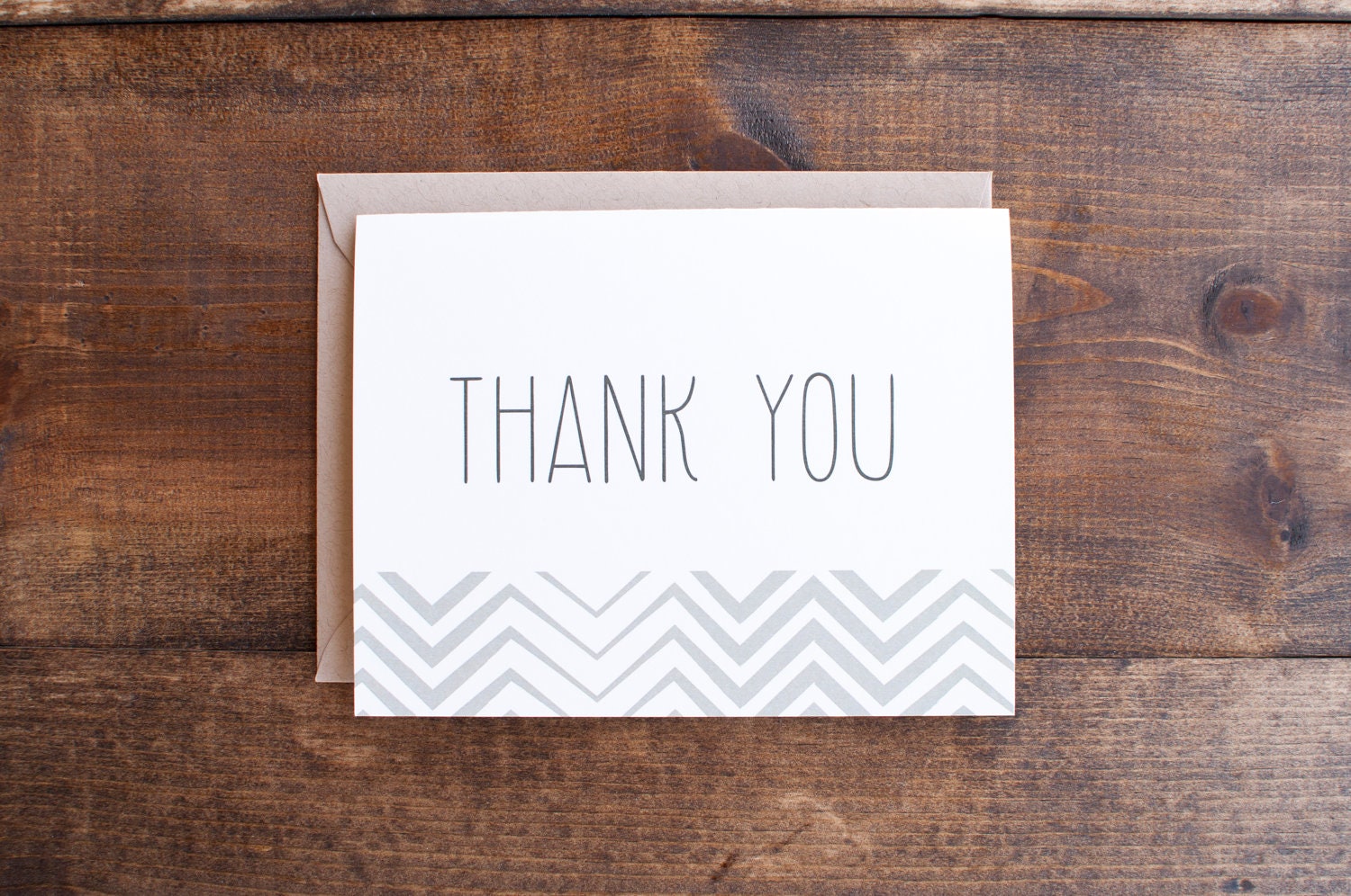 Thank you card with gray chevron pattern