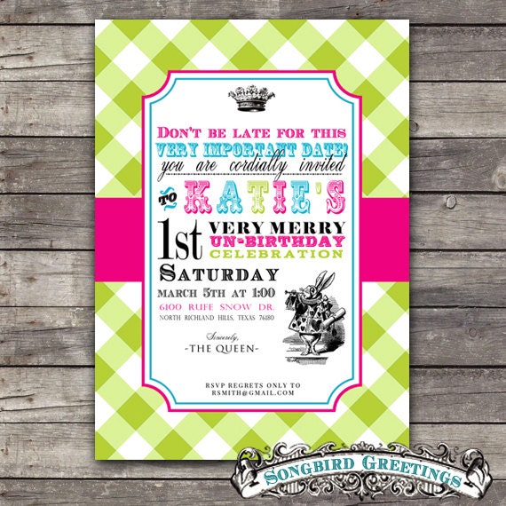 DIY Printable alice in wonderland birthday invitation--customizable Il_570xn