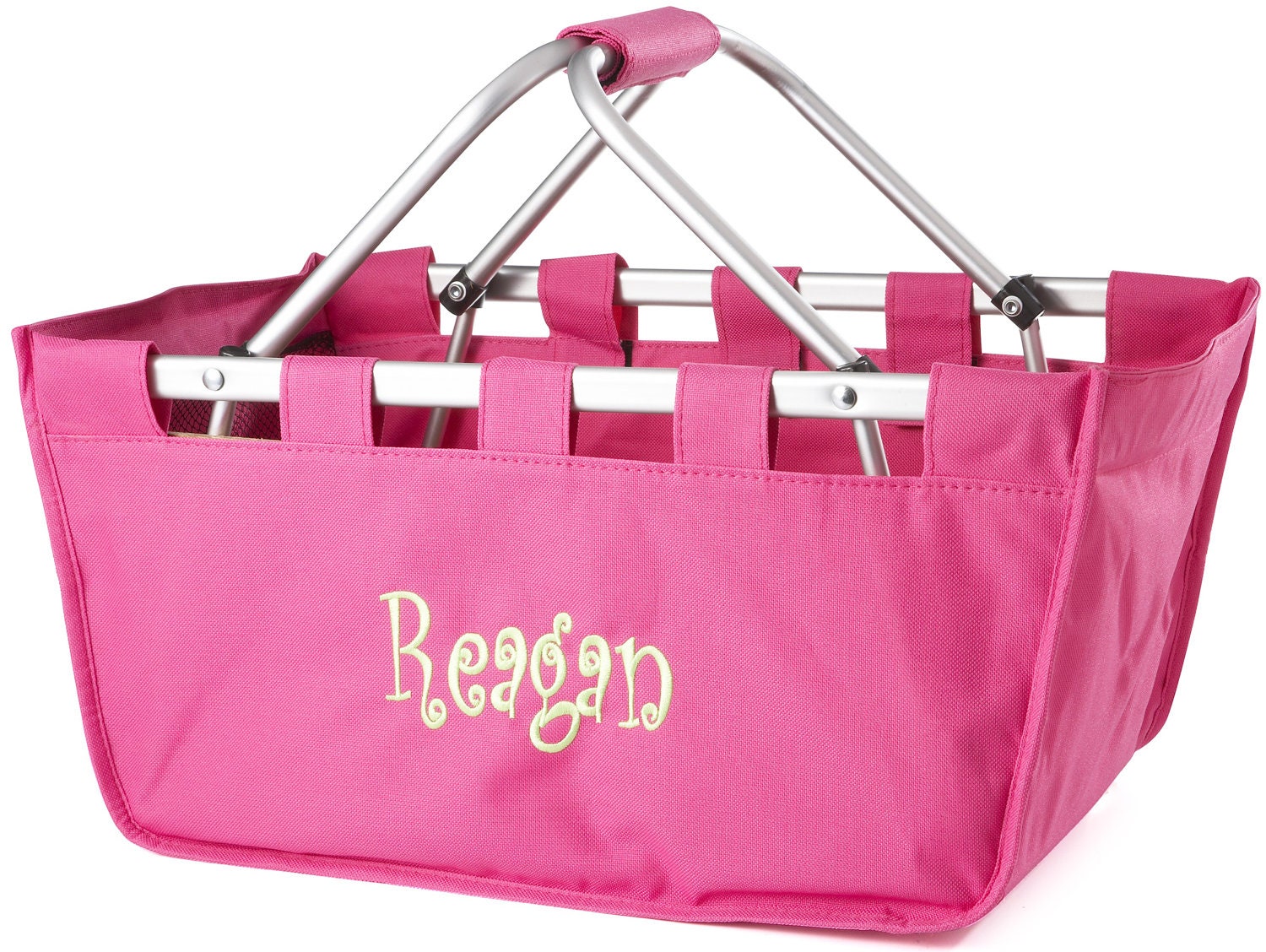MONOGRAMMED Hot Pink Market Tote - LARGE - Custom - Personalized - Wedding Gift - Bridal Shower