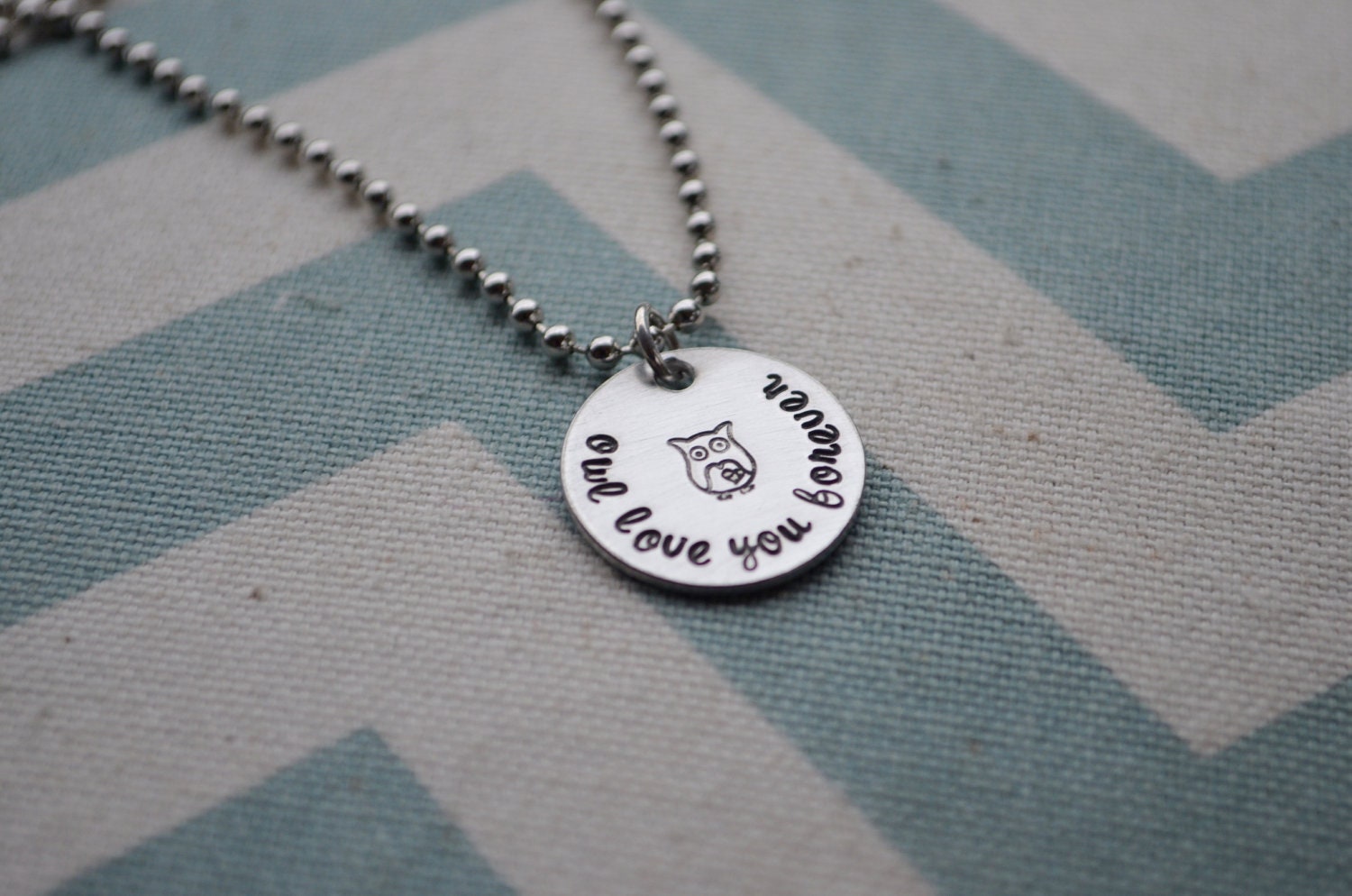 Owl love you forever - Hand Stamped Pendant