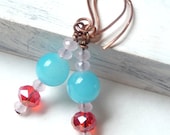 Blue Pastel Glass Earrings On Handmade Copper Ear Wires