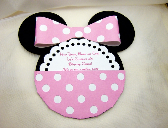 Girl Mouse Die Cut Invitation in Pink