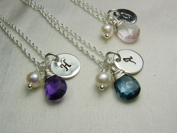 Initial Bridesmaid Necklace - Set of 3 - Personalized Jewelry Gift